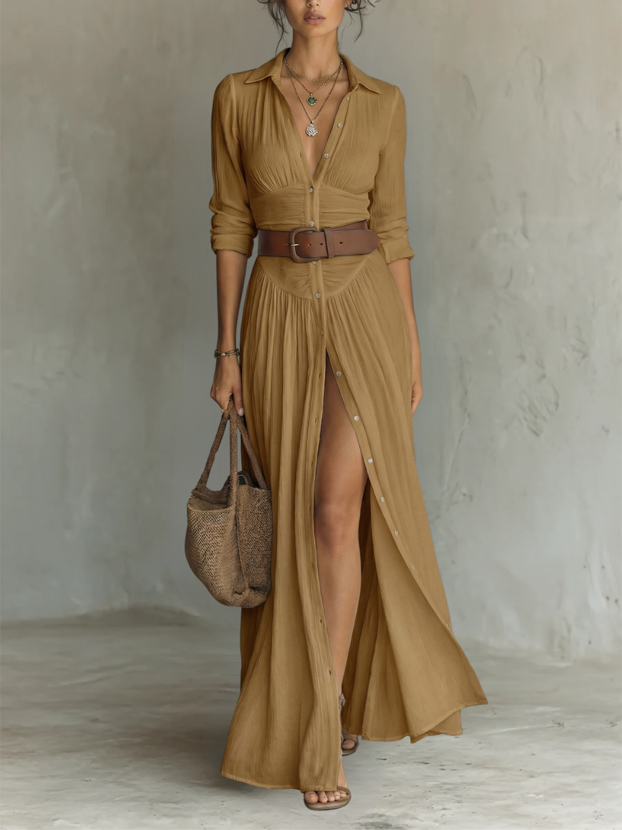 Fabiola | Elegancka Sukienka Maxi z Paskiem