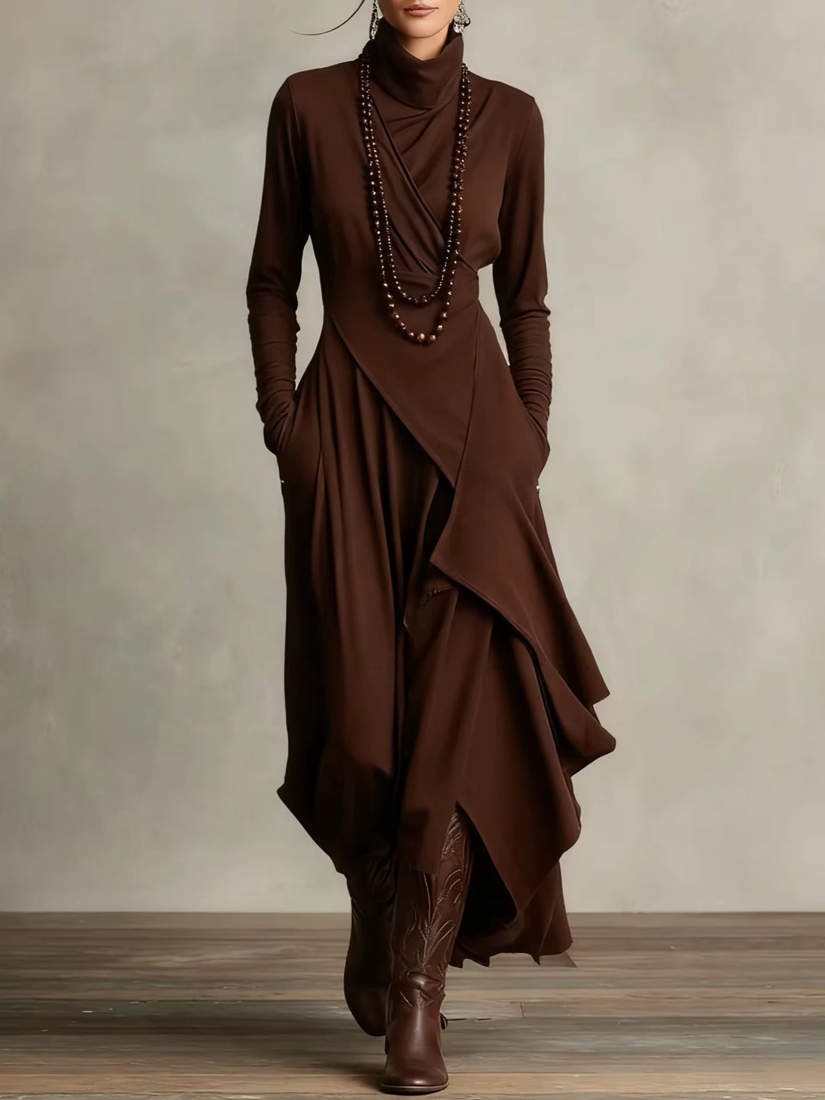 Lena | Elegancka Sukienka Maxi z Asymetrycznym Fasonem