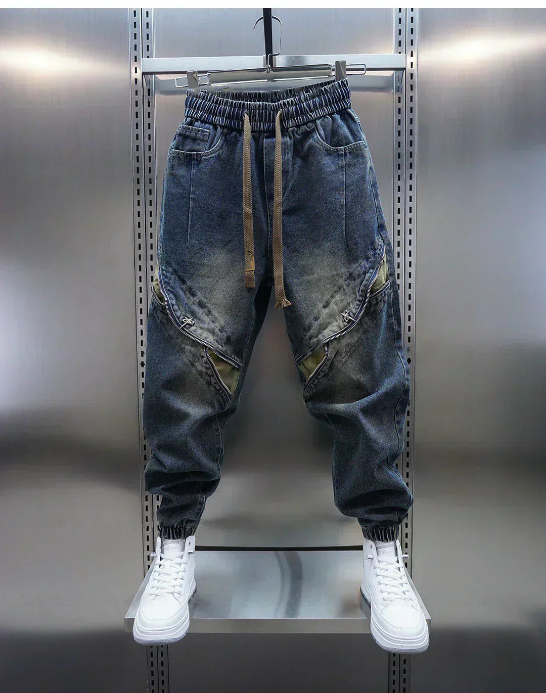 Laurent™ | Spodnie Baggy z Dżinsu z Pasem