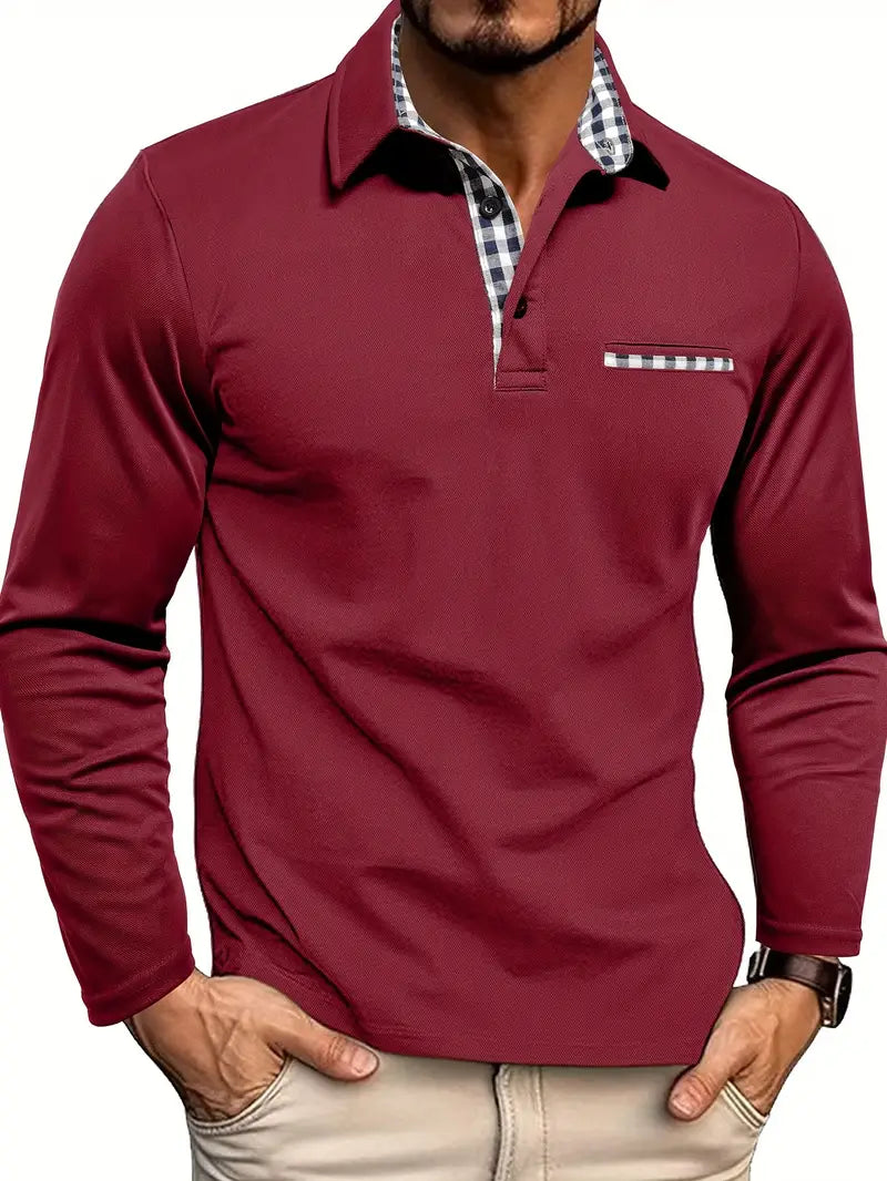 Marek | Elegancka Koszulka Polo z Długim Rękawem