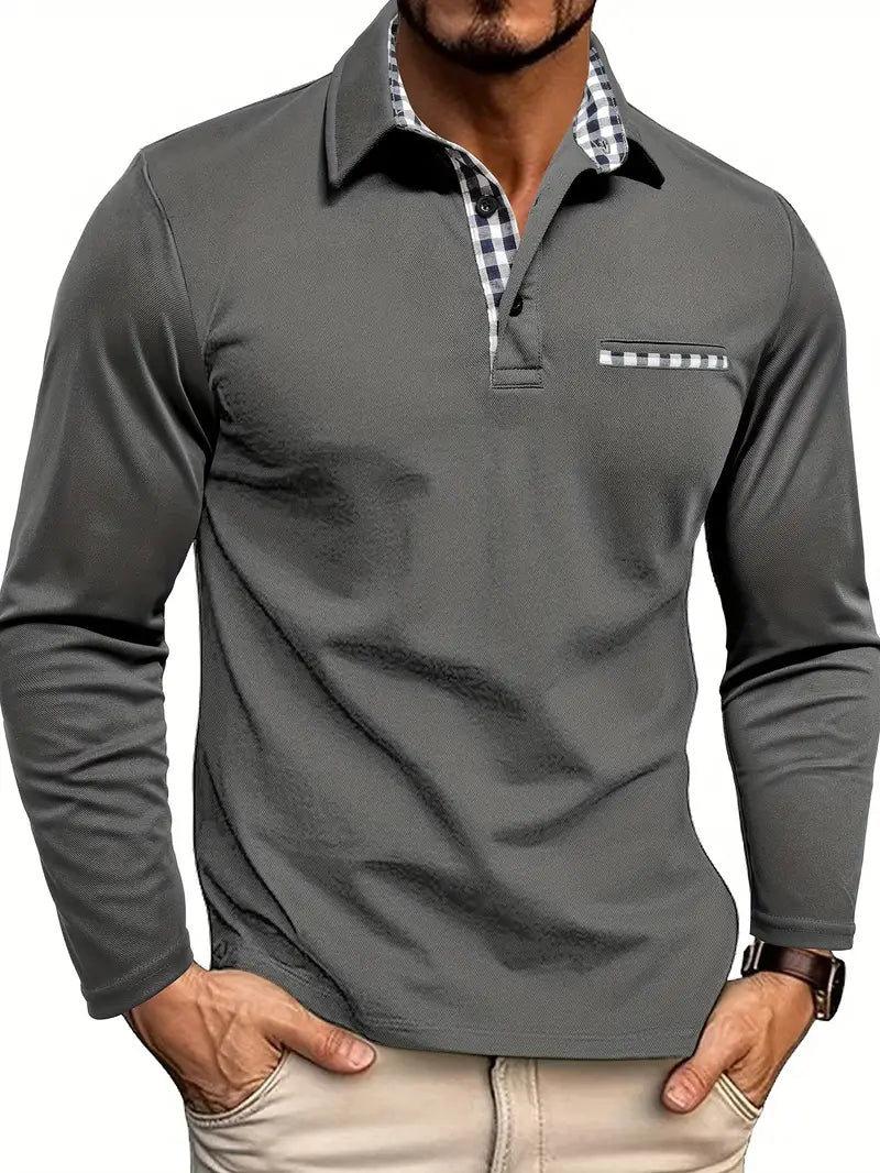 Marek | Elegancka Koszulka Polo z Długim Rękawem