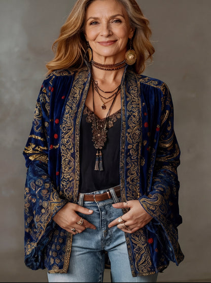 Michalina | Kolorowa Kurtka w Stylu Boho