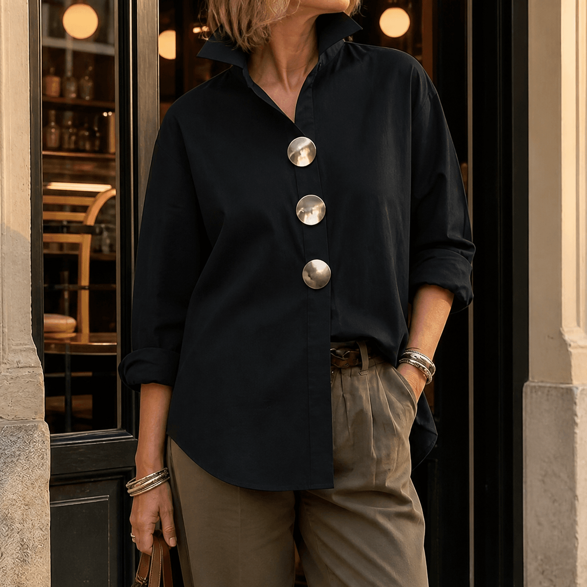 Alicja | Elegancka Bluzka z Ozdobnymi Guzikami